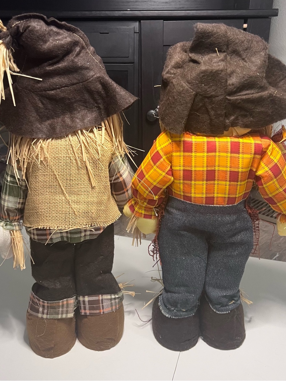 Harvest Fall Scarecrow Pair in Brown and Orange - Picture 2 of 3